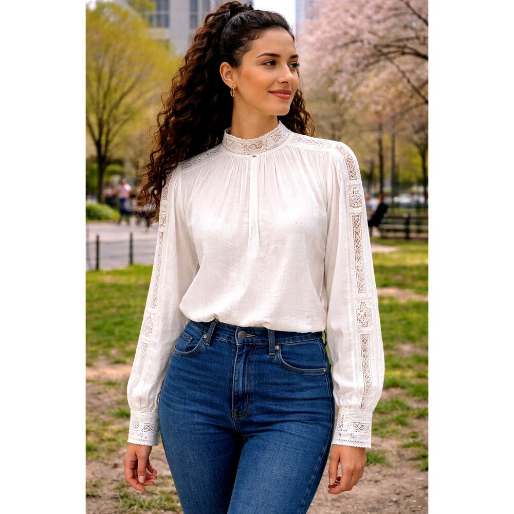 Zadig & Voltaire Teddy Eyelet Trim Blouse Judo M